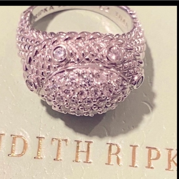 Judith Ripka Sterling WovenModern Dome Ring with Pave CZs Embellishments - Picture 3 of 5